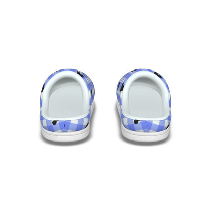 Bright Blue Gingham Men's Plush Slippers